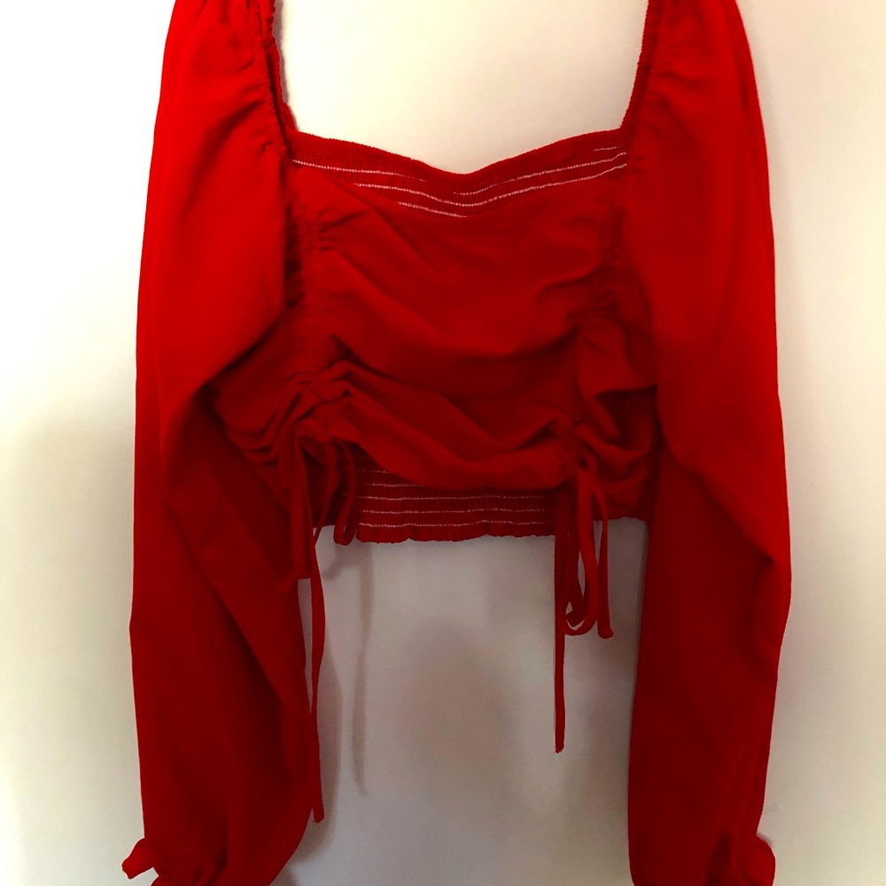 Red crop top/blouse